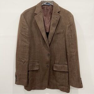 Polo Ralph Lauren Brown 2 Button Cotton Chevron Blazer Jacket Size 40 Italian